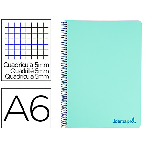 LIDERPAPEL Wonder Cuaderno, espiral, A6, micro, tapa plástico, 120 hojas, cuadriculado 5 x 5 mm, 4 bandas, verde LIDERPAPEL Wonder Cuaderno, espiral, A6, micro, tapa plástico, 120 hojas, cuadriculado 5 x 5 mm, 4 bandas, verde