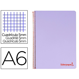 LIDERPAPEL Wonder Cuaderno, espiral, A6, micro, tapa plástico, 120 hojas, cuadriculado 5 x 5 mm, 4 bandas, violeta LIDERPAPEL Wonder Cuaderno, espiral, A6, micro, tapa plástico, 120 hojas, cuadriculado 5 x 5 mm, 4 bandas, violeta