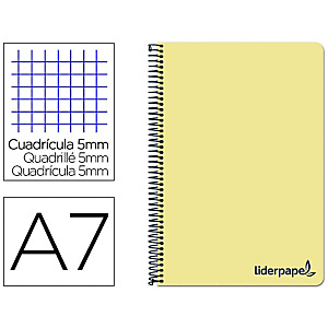 LIDERPAPEL Wonder Cuaderno, espiral, A7, micro, tapa de plástico, 100 hojas, 90 gr, cuadriculado 5 x 5 mm, 4 bandas, amarillo LIDERPAPEL Wonder Cuaderno, espiral, A7, micro, tapa de plástico, 100 hojas, 90 gr, cuadriculado 5 x 5 mm, 4 bandas, amarillo
