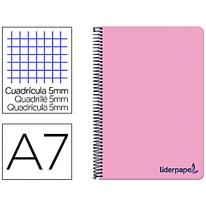 LIDERPAPEL Wonder Cuaderno, espiral, A7, micro, tapa de plástico, 100 hojas, 90 gr, cuadriculado 5 x 5 mm, 4 bandas, rosa LIDERPAPEL Wonder Cuaderno, espiral, A7, micro, tapa de plástico, 100 hojas, 90 gr, cuadriculado 5 x 5 mm, 4 bandas, rosa