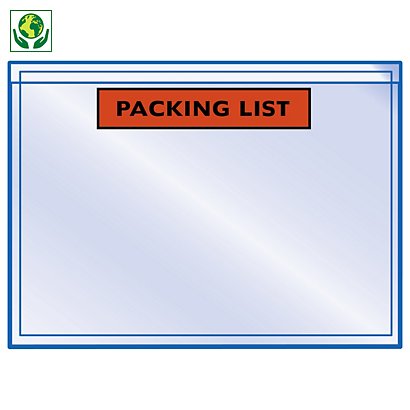 Lieferscheintaschen Eco bedruckt RAJA, "Packing List" 165 x 115 mm Mini-Pack - 1