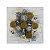 Lienzo botones, tonos grises degradados y dorados, 60 x 60 cm - 1