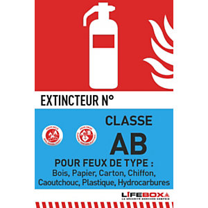 Lifebox Panneau de signalisation incendie - Indicateur Classe de feu - Classe AB pour feux de type bois, papier, carton…
