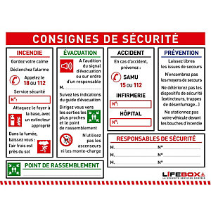 LIFEBOX LA SECURITE SERVICE COMPRIS Panneau consignes de sécurité