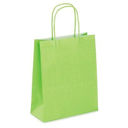 Lime green mini kraft custom printed bags - 180x220x80mm - 1 colour, 2 sides