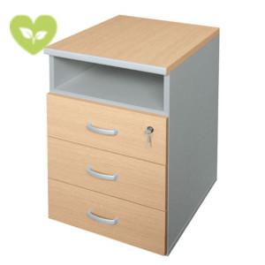 Linea Avantis Cassettiera fissa, 3 cassetti + vano a giorno, 44,5 x 53 x 72 cm, Acero/Argento Linea Avantis Cassettiera fissa, 3 cassetti + vano a giorno, 44,5 x 53 x 72 cm, Acero/Argento
