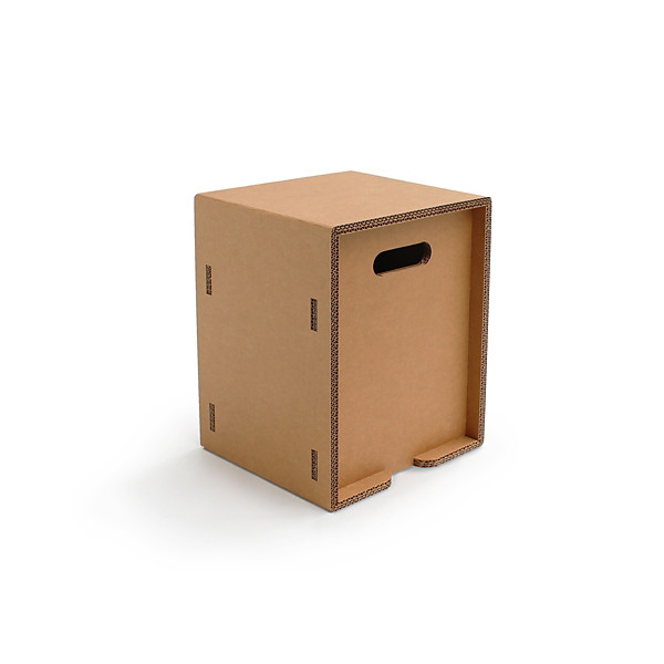 Linea EcoDesign Sgabello cubo in cartone Cedro, 33 x 33 x 45 cm, Avana - 1