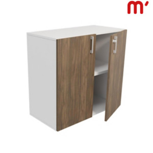 Linea Essenza Mobile basso, 2 ante battenti, 90 x 45 x 85 cm, Struttura Bianca, Anta Noce Canaletto Linea Essenza Mobile basso, 2 ante battenti, 90 x 45 x 85 cm, Struttura Bianca, Anta Noce Canaletto