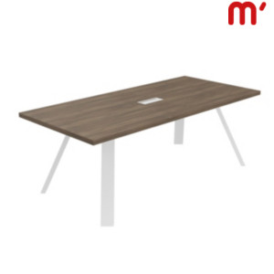 Linea Essenza Tavolo riunioni rettangolare, Passacavi e canalina, 210 x 100 x 76 cm, Piano Noce Canaletto, Gambe metalliche Bianco Linea Essenza Tavolo riunioni rettangolare, Passacavi e canalina, 210 x 100 x 76 cm, Piano Noce Canaletto, Gambe metalliche Bianco