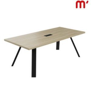Linea Essenza Tavolo riunioni rettangolare, Passacavi e canalina, 210 x 100 x 76 cm, Piano Rovere, Gambe metalliche Nero Linea Essenza Tavolo riunioni rettangolare, Passacavi e canalina, 210 x 100 x 76 cm, Piano Rovere, Gambe metalliche Nero