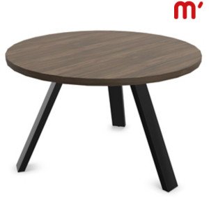Linea Essenza Tavolo riunioni rotondo, Ø 120 x h 76 cm, Piano Noce Canaletto, Gambe metalliche Nero Linea Essenza Tavolo riunioni rotondo, Ø 120 x h 76 cm, Piano Noce Canaletto, Gambe metalliche Nero