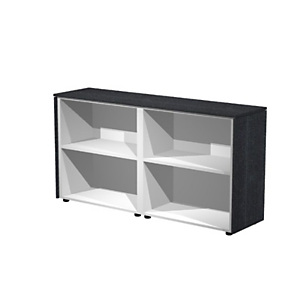 Linea Executive Mobile basso a giorno con modulo doppio, 1 ripiano, 162,8 x 43 x 81,4 cm, Nero venato Linea Executive Mobile basso a giorno con modulo doppio, 1 ripiano, 162,8 x 43 x 81,4 cm, Nero venato