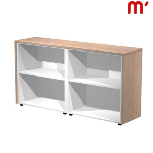 Linea Executive Mobile basso a giorno con modulo doppio, 162,8 x 43 x 81,4 cm, Noce castagno/Grigio Alluminio Linea Executive Mobile basso a giorno con modulo doppio, 162,8 x 43 x 81,4 cm, Noce castagno/Grigio Alluminio