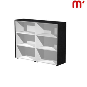 Linea Executive Mobile medio a giorno con modulo doppio, 162,8 x 43 x 119,8 cm, Nero venato/Grigio Alluminio Linea Executive Mobile medio a giorno con modulo doppio, 162,8 x 43 x 119,8 cm, Nero venato/Grigio Alluminio