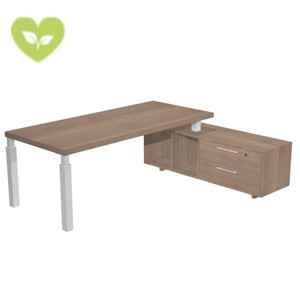 Linea Executive Postazione manager, 195 x 170 x 74 cm, Piano melaminico Noce Castagno, Gambe metalliche Bianco Linea Executive Postazione manager, 195 x 170 x 74 cm, Piano melaminico Noce Castagno, Gambe metalliche Bianco
