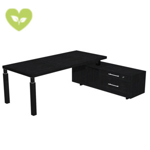 Linea Executive Postazione manager, 195 x 170 x 74 cm, Piano meleminico Nero Venato, Gambe metalliche Nero Linea Executive Postazione manager, 195 x 170 x 74 cm, Piano meleminico Nero Venato, Gambe metalliche Nero