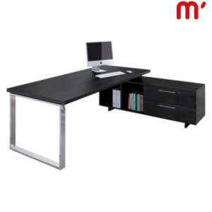 Linea Executive Postazione manager, 195 x 170 x 74 cm, Piano Nero Venato, Gambe metalliche Effetto Cromo Linea Executive Postazione manager, 195 x 170 x 74 cm, Piano Nero Venato, Gambe metalliche Effetto Cromo