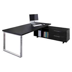 Linea Executive Postazione manager con gamba metallica, 195 x 170 x 74 cm, Nero venato Linea Executive Postazione manager con gamba metallica, 195 x 170 x 74 cm, Nero venato