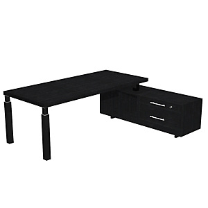 Linea Executive Postazione manager con gamba metallica, 225 x 170 x 74 cm, Nero venato/Gambe nere Linea Executive Postazione manager con gamba metallica, 225 x 170 x 74 cm, Nero venato/Gambe nere