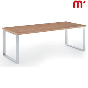 Linea Executive Scrivania direzionale, 210 x 90 x 74 cm, Piano melaminico Noce Castagno, Gambe metalliche Effetto Cromo Linea Executive Scrivania direzionale, 210 x 90 x 74 cm, Piano melaminico Noce Castagno, Gambe metalliche Effetto Cromo