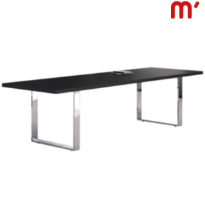 Linea Executive Tavolo riunioni, 220 x 100 x 74 cm, Piano Nero Venato, Gamba metallica Effetto Cromo Linea Executive Tavolo riunioni, 220 x 100 x 74 cm, Piano Nero Venato, Gamba metallica Effetto Cromo