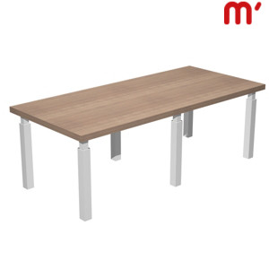 Linea Executive Tavolo riunioni, 220 x 100 x 74 cm, Piano Noce Castagno, Gambe metalliche Bianco Linea Executive Tavolo riunioni, 220 x 100 x 74 cm, Piano Noce Castagno, Gambe metalliche Bianco
