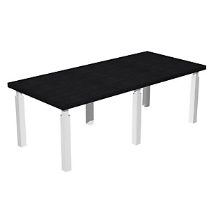 Linea Executive Tavolo riunioni con gamba metallica, 220 x 100 x 74 cm, Piano Nero venato/Gambe bianche Linea Executive Tavolo riunioni con gamba metallica, 220 x 100 x 74 cm, Piano Nero venato/Gambe bianche