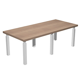 Linea Executive Tavolo riunioni con gamba metallica, 220 x 100 x 74 cm, Piano Noce castagno/Gambe bianche Linea Executive Tavolo riunioni con gamba metallica, 220 x 100 x 74 cm, Piano Noce castagno/Gambe bianche