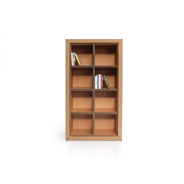 Linea in cartone EcoDesign Libreria modulare Tulipano, 8 vani, 88 x 33 x 163 h, in cartone, Avana