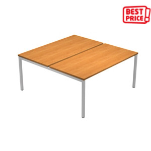 Linea Pronto 2 Postazioni contrapposte, 140 x 164 x 72,5 cm, Piano Noce Chiaro, Gambe metalliche Tech Grigio Linea Pronto 2 Postazioni contrapposte, 140 x 164 x 72,5 cm, Piano Noce Chiaro, Gambe metalliche Tech Grigio
