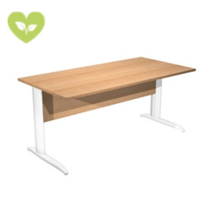 Linea Pronto Scrivania operativa, 160 x 80 x 72 cm, Piano Faggio, Gambe metalliche a L Bianco Opaco Linea Pronto Scrivania operativa, 160 x 80 x 72 cm, Piano Faggio, Gambe metalliche a L Bianco Opaco
