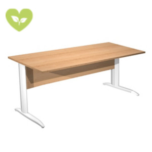 Linea Pronto Scrivania operativa, 180 x 80 x 72 cm, Piano Faggio, Gambe metalliche a L Bianco Opaco Linea Pronto Scrivania operativa, 180 x 80 x 72 cm, Piano Faggio, Gambe metalliche a L Bianco Opaco
