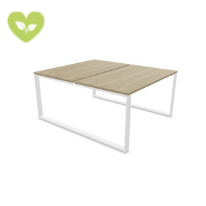Linea Pure 2 Postazioni contrapposte, 180 x 164 x 75 cm, Piano Rovere, Gambe metalliche Bianco Linea Pure 2 Postazioni contrapposte, 180 x 164 x 75 cm, Piano Rovere, Gambe metalliche Bianco