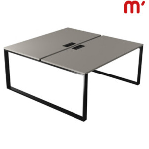 Linea Pure 2 Postazioni contrapposte, Passacavi e canalina, 140 x 164 x 75 cm, Piano Tortora, Gambe metalliche Nero Linea Pure 2 Postazioni contrapposte, Passacavi e canalina, 140 x 164 x 75 cm, Piano Tortora, Gambe metalliche Nero