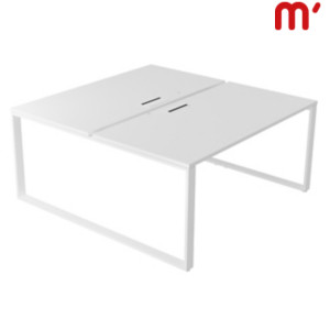 Linea Pure 2 Postazioni contrapposte, Passacavi e canalina, 160 x 164 x 75 cm, Piano Bianco, Gambe metalliche Bianco Linea Pure 2 Postazioni contrapposte, Passacavi e canalina, 160 x 164 x 75 cm, Piano Bianco, Gambe metalliche Bianco