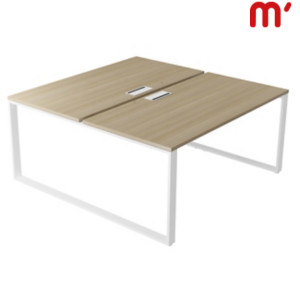 Linea Pure 2 Postazioni contrapposte, Passacavi e canalina, 160 x 164 x 75 cm, Piano Rovere, Gambe metalliche Bianco Linea Pure 2 Postazioni contrapposte, Passacavi e canalina, 160 x 164 x 75 cm, Piano Rovere, Gambe metalliche Bianco