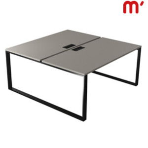 Linea Pure 2 Postazioni contrapposte, Passacavi e canalina, 160 x 164 x 75 cm, Piano Tortora, Gambe metalliche Nero Linea Pure 2 Postazioni contrapposte, Passacavi e canalina, 160 x 164 x 75 cm, Piano Tortora, Gambe metalliche Nero