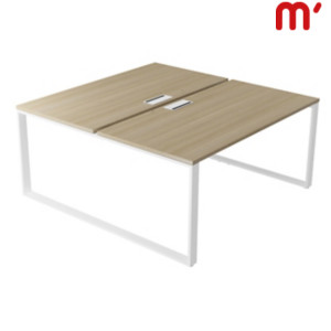 Linea Pure 2 Postazioni contrapposte, Passacavi e canalina, 180 x 164 x 75 cm, Piano Rovere, Gambe metalliche Bianco Linea Pure 2 Postazioni contrapposte, Passacavi e canalina, 180 x 164 x 75 cm, Piano Rovere, Gambe metalliche Bianco