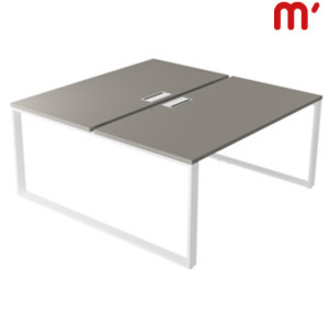 Linea Pure 2 Postazioni contrapposte, Passacavi e canalina, 180 x 164 x 75 cm, Piano Tortora, Gambe metalliche Bianco Linea Pure 2 Postazioni contrapposte, Passacavi e canalina, 180 x 164 x 75 cm, Piano Tortora, Gambe metalliche Bianco