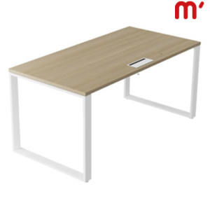 Linea Pure Scrivania operativa, Passacavi e canalina, 160 x 80 x 75 cm, Piano Rovere, Gambe metalliche Bianco Linea Pure Scrivania operativa, Passacavi e canalina, 160 x 80 x 75 cm, Piano Rovere, Gambe metalliche Bianco
