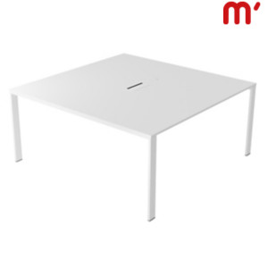 Linea Pure Tavolo riunioni, Passacavi e canalina, 120 x 124 x 74 cm, Piano Bianco, Gambe metalliche Bianco Linea Pure Tavolo riunioni, Passacavi e canalina, 120 x 124 x 74 cm, Piano Bianco, Gambe metalliche Bianco