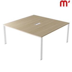Linea Pure Tavolo riunioni, Passacavi e canalina, 120 x 124 x 74 cm, Piano Rovere, Gambe metalliche Bianco Linea Pure Tavolo riunioni, Passacavi e canalina, 120 x 124 x 74 cm, Piano Rovere, Gambe metalliche Bianco