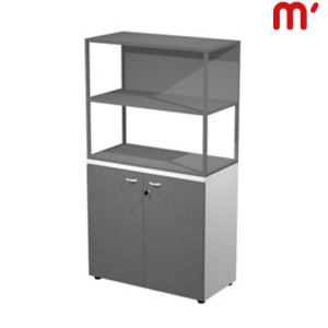 Linea Square Libreria in metallo bassa a giorno + armadio basso ante battenti, 90 x 46 x 165 cm, Struttura Antracite, Armadio Bianco, Ante e Mensole Antracite Linea Square Libreria in metallo bassa a giorno + armadio basso ante battenti, 90 x 46 x 165 cm, Struttura Antracite, Armadio Bianco, Ante e Mensole Antracite