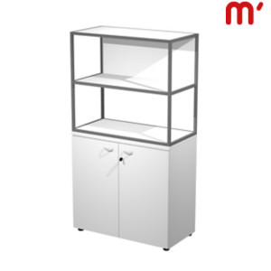 Linea Square Libreria in metallo bassa a giorno + armadio basso ante battenti, 90 x 46 x 165 cm, Struttura Antracite, Armadio Bianco, Ante e Mensole Bianche Linea Square Libreria in metallo bassa a giorno + armadio basso ante battenti, 90 x 46 x 165 cm, Struttura Antracite, Armadio Bianco, Ante e Mensole Bianche