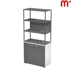 Linea Square Libreria in metallo media a giorno + armadio basso ante battenti, 90 x 46 x 204 cm, Struttura Antracite, Armadio Bianco, Ante e Mensole Antracite Linea Square Libreria in metallo media a giorno + armadio basso ante battenti, 90 x 46 x 204 cm, Struttura Antracite, Armadio Bianco, Ante e Mensole Antracite
