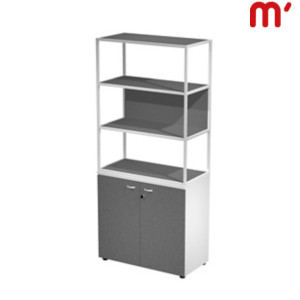 Linea Square Libreria in metallo media a giorno + armadio basso ante battenti, 90 x 46 x 204 cm, Struttura Bianca, Armadio Bianco, Ante e Mensole Antracite Linea Square Libreria in metallo media a giorno + armadio basso ante battenti, 90 x 46 x 204 cm, Struttura Bianca, Armadio Bianco, Ante e Mensole Antracite
