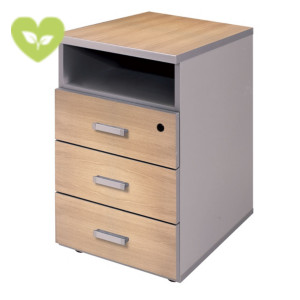 Linea Vertigo Cassettiera fissa, 3 cassetti + vano a giorno, 44 x 52 x 72 cm, Rovere/Grigio Linea Vertigo Cassettiera fissa, 3 cassetti + vano a giorno, 44 x 52 x 72 cm, Rovere/Grigio