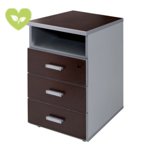 Linea Vertigo Cassettiera fissa, 3 cassetti + vano a giorno, 44 x 52 x 72 cm, Wengé/Grigio Linea Vertigo Cassettiera fissa, 3 cassetti + vano a giorno, 44 x 52 x 72 cm, Wengé/Grigio