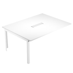 Linea Wood Modulo aggiuntivo per tavolo riunioni con gambe metalliche, 160 x 120 x 72,5 cm, Piano Bianco, Gamba Bianca