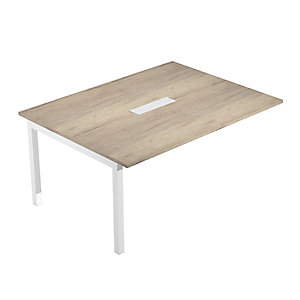 Linea Wood Modulo aggiuntivo per tavolo riunioni con gambe metalliche, 160 x 120 x 72,5 cm, Piano Rovere Canadian, Gamba Bianca